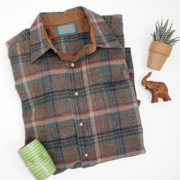 Pendleton Other - Pendleton 100% Virgin Wool Mens Plaid Button Down